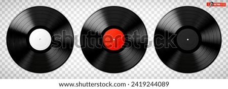 Vector realistic illustration of vinyl records on a transparent background.