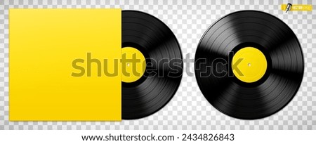 Vector realistic illustration of vinyl records on a transparent background.