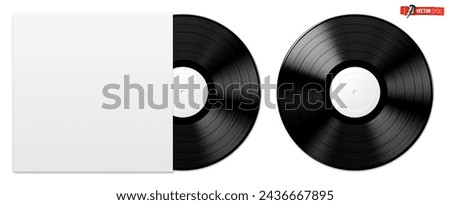 Vector realistic illustration of vinyl records on a white background.