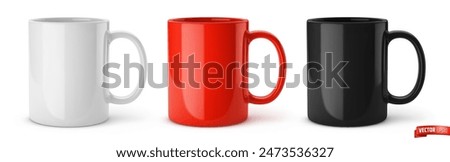 Vector realistic illustration of ceramic mugs on a white background.