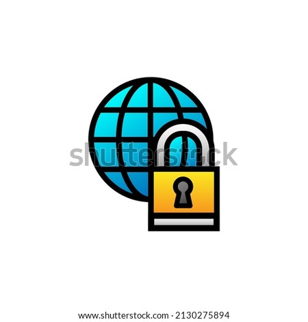 Global Security With Filled Line Icon Vector Illustration