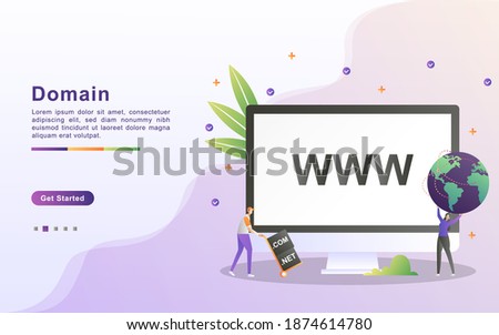 Domain name and registration concept. register a website domain, choose the right domain. Can use for web landing page, banner, mobile app. Vector Illustration