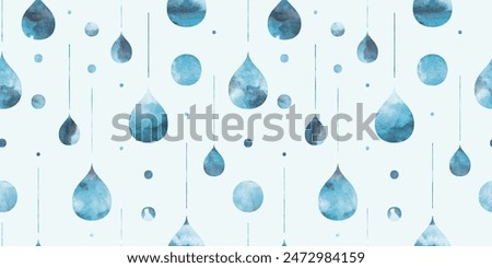 Rain drops seamless pattern. Watercolor water drops beautiful pattern.