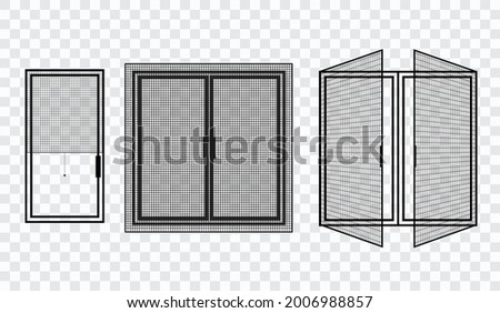 Mosquito nets for windows set, isolated, vector, icon