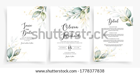 Weding card template with elegant greenery Foto stock © 