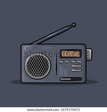 Old radio with antenna vector illustration