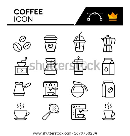 Coffee line icons set. Editable Stroke