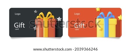 Loyalty program, customer gift reward bonus card with illustration of 3d render style, clean modern template, isolated