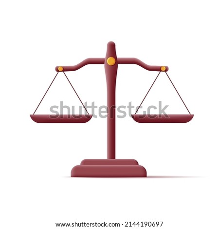 3d illustration of scales of justice in brown wooden color