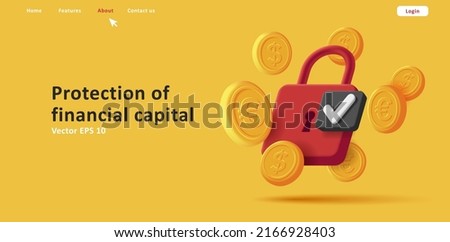 red padlock with golden coins 3d illustration