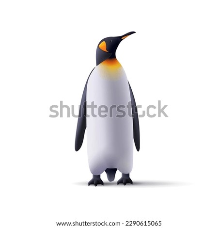 Pinguins realistic 3d illustration. Arctic fauna wild animals isolated illustration