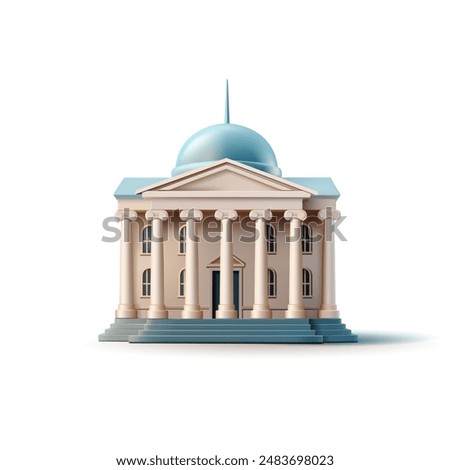 Realistic building of a state institution, 3D. For concepts of state ambassadors, museums, banks, courts, universities. Historical classical building. Vector