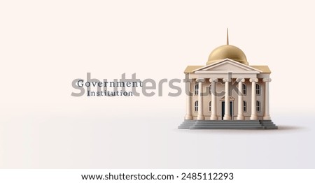 3D building of a government institution with columns. Realistic illustration for concepts of public services, museums, education, and architecture. Vector