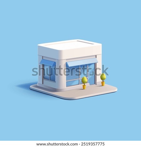 3D, Exterior of a store building, cafes. Realistic image, icon, front view, for advertising concepts, and promotion of big and small business, service sector. Vector