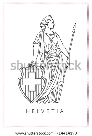 graphic illustration of personified symbol of Switzerland 