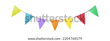 Colored carnival garland of triangular flags. Multicolored flags. Decorative colorful pennants for birthday, festival, fair or carnival. Vector illustration.