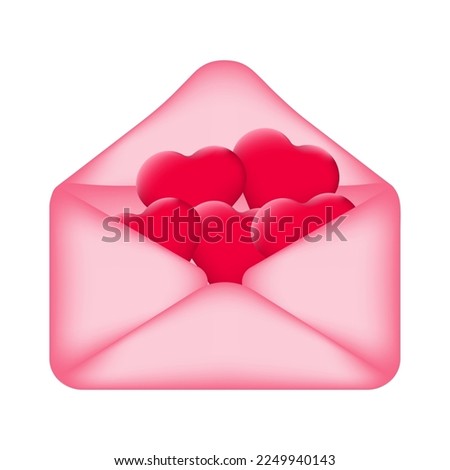 Mail envelope filled with hearts. Surprise for a loved one, a gift for Valentine's Day. Vector illustration.