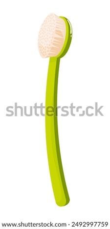 Cartoon green toothbrush isolated on transparent background. A small brush with a long handle, used for cleaning the teeth. Oral hygiene concept.