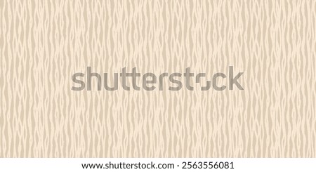 Abstract Textured Wave Pattern. Seamless beige background with wavy grunge vertical stripes. Wood grain texture effect. Minimalistic geometric background for textile, wallpaper, wrapping.