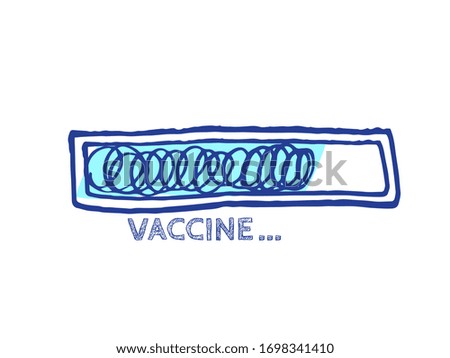 Remedy Invention Illustration. Infographic Element with 90% Complete Indicator. Vaccine Progress Bar Status.  Coming Soon Vector Hand Drawn Loader. Website Sketch Bar with Adjustable Fill Part.