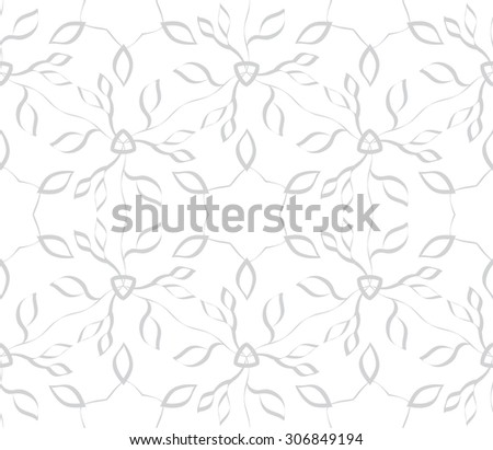 Seamless geometric pattern with monochrome small flowers and leaves. Vector turkish background. Allover textile patterns.