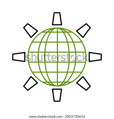 Planetary map globe icon. Vector earth symbol, globe globus pictogram, traveler wide geography symbol or eco-friendly space exploration icon.