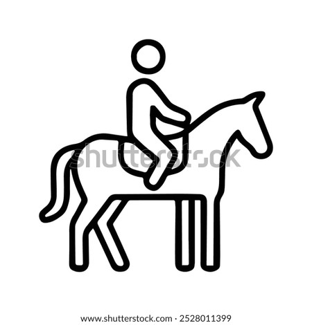 Horseman silhouette. Equestrian sport icon. Horse Riding Training. Adjustable thin line. Editable stroke.