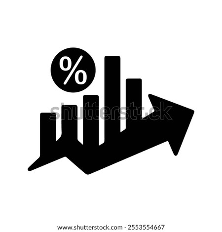 Percentage Icon. Percentage Up Arrow. Percentage Up Chart. Percentage Increase Chart. Customizable thin line illustration.  Editable stroke.