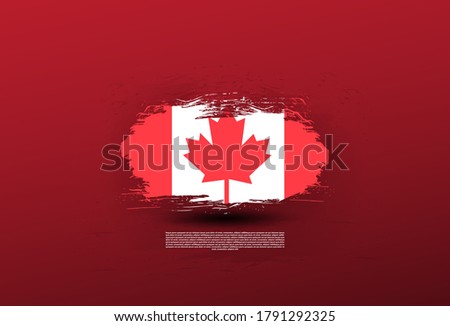 vector flag of canada in red and white. red background
