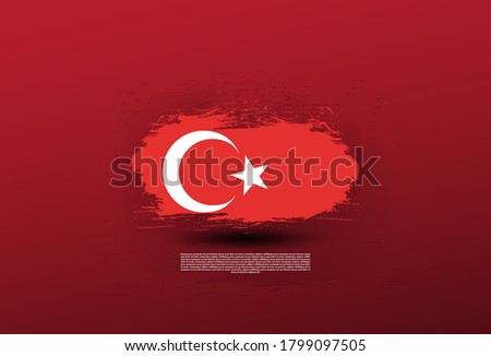 Turkish country flag with brush stroke