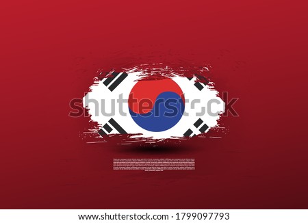 korea country flag with brush stroke