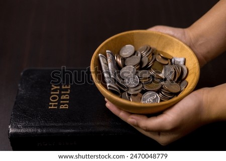 Image, Stock Photo donation in the church