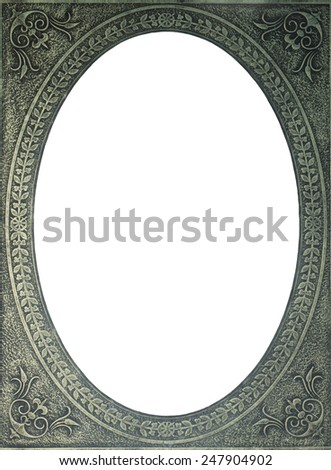 Old metallic picture frame, isolated on white background
