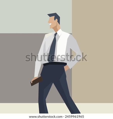 Bussiness Man Hold Phone Portrait Flat Style Ilustration