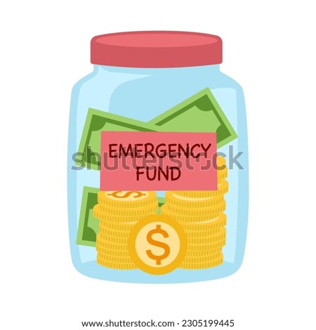 Emergency fund savings in flat design on white background.