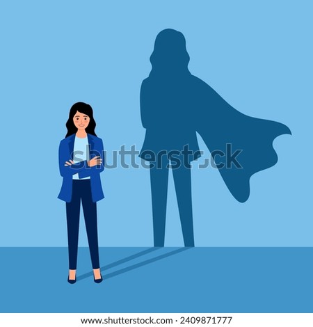 Self confidence and courage concept vector illustration. Leadership businesswoman.