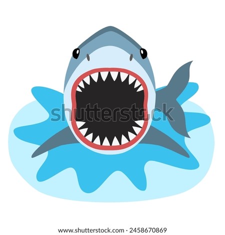 Shark with open mouth on a white background.