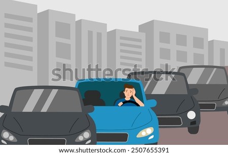 Similar – Image, Stock Photo Traffic jam in the morning