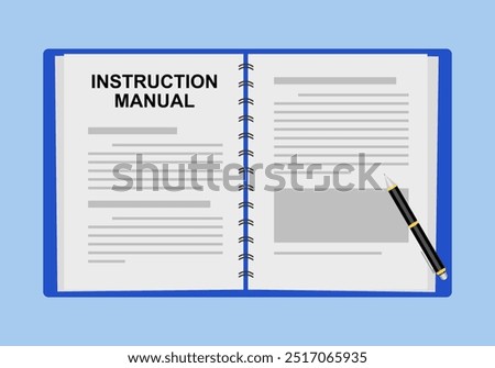 Instruction manual or user guide in flat design. Working manual.