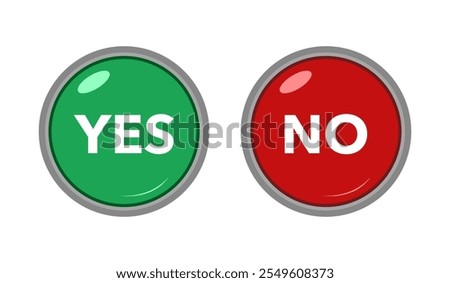 Yes and No button in flat design on white background. Approved and Rejected.