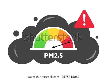 Air Pollution alert meter, PM 2.5 concept vector illustration.