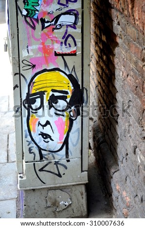 Barcelona 6 may 2015 - Graffiti street art murals line the streets and back alleys of Barcelona that is is the perfect place to walk in the back alleys and abandoned areas looking for street art