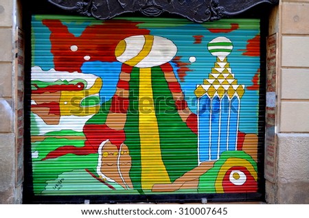 Barcelona Spain 6 may 2015 - Graffiti street art murals line the streets and back alleys of Barcelona that is is the perfect place to walk in the back alleys and abandoned areas looking for street art