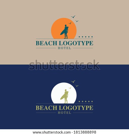Hotel logo template in two colors, vector.