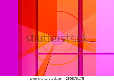 Transparent target in energetic colors. Digitally altered photo of patio doors with projection of an infographics-like radial-ring diagram in an energy efficiency or energy saving concept
