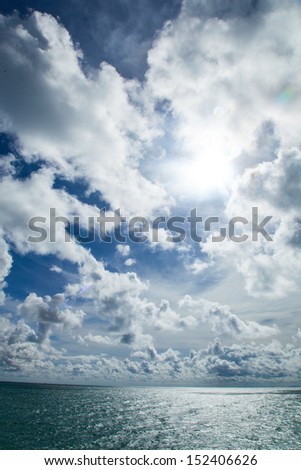 ocean cloud and blue sky.sea and sky at day.cloud in sky.