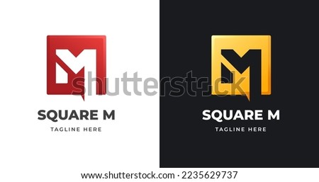 Letter M logo design template with square shape style