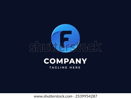 Modern Circle Shape on Letter F Logo Design Concept. Initial Letter F with Circle Shape Logo Design. Circle Shape Symbol for Corporate Business Identity. Alphabet Vector Logo Illustration