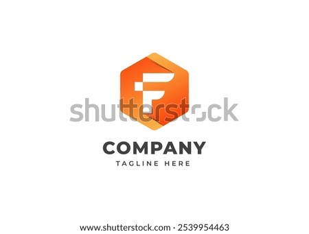 Initial Letter F with Hexagon Shape Logo Design. Modern Hexagon Shape on Letter F Logo Design Concept. Hexagon Geometric Symbol for Corporate Business Identity. Alphabet Vector Logo Illustration