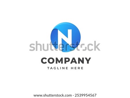 Modern Circle Shape on Letter N Logo Design Concept. Initial Letter N with Circle Shape Logo Design. Circle Abstract Shape Symbol for Corporate Business Identity. Alphabet Vector Logo Illustration